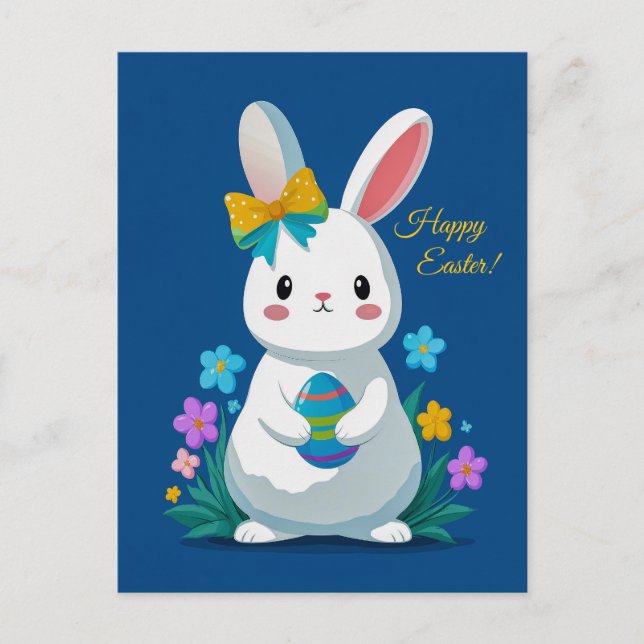 Carte Postale Lapin de Pâques et œuf (Devant)