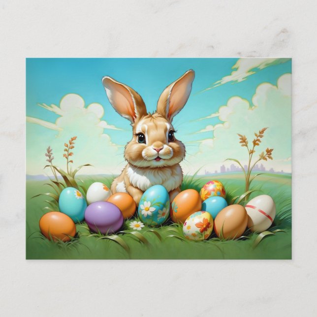 Carte Postale lapin de Pâques mignon (Devant)