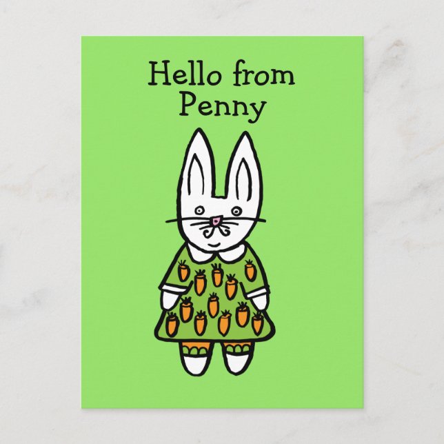 Carte Postale Lapin de Pâques personnalisé Penny (Devant)