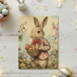 Carte Postale Lapin de Pâques vintage en veste<br><div class="desc">Cette création a été réalisée par le biais d'art numérique. Elle peut être personnalisée en cliquant sur le bouton de personnalisation et en changeant la couleur,  en ajoutant un nom,  des initiales ou vos mots favoris.</div>