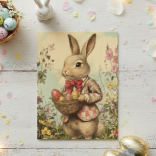 Carte Postale Lapin de Pâques vintage en veste