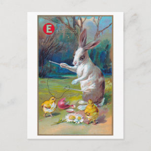 Carte Postale Lapin de Pâques vintage et poussin