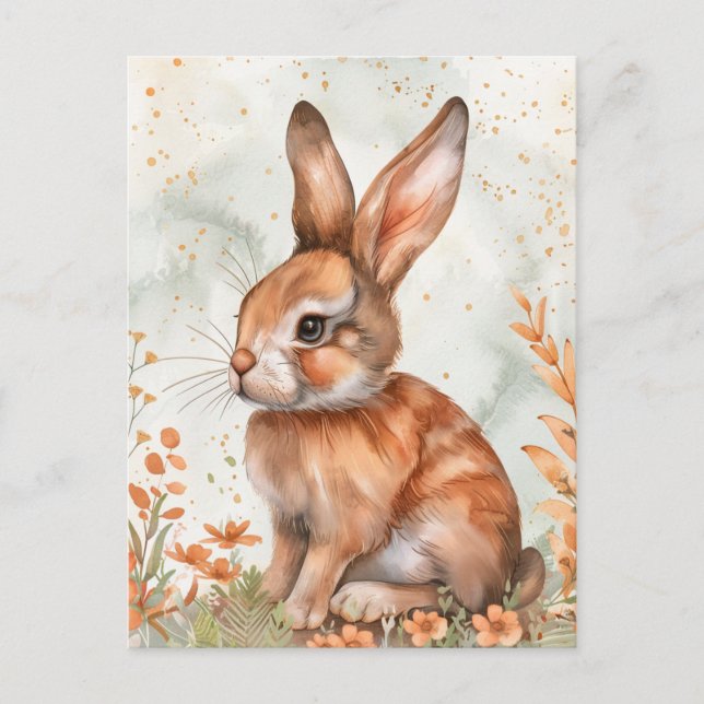 Carte Postale Lapin de printemps mignon (Devant)