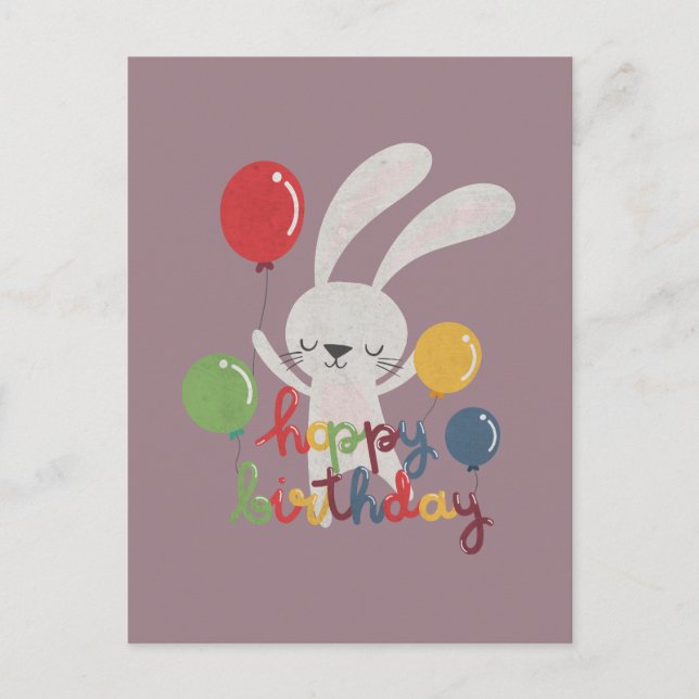 Carte Postale Lapin de pun d'anniversaire : Joyeux Anniversaire (Devant)