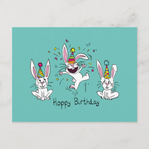 Carte Postale Lapin Drôle Joyeux Anniversaire Enfants Mignons La