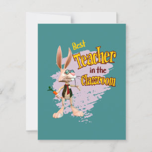 Carte Postale Lapin Drôle Meilleur Enseignant de la Classe