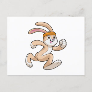 Carte Postale Lapin en courant avec bandeau