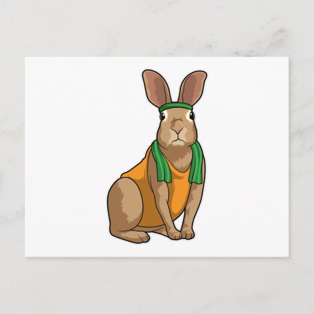 Carte Postale Lapin en coureur avec serviette (Devant)