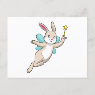 Carte Postale Lapin en fée avec baguette magique