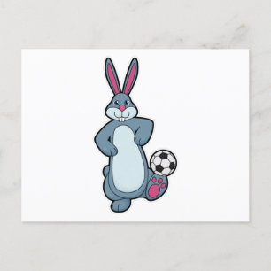 Carte Postale Lapin en joueur de football avec ballon de footbal