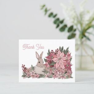 Carte Postale Lapin en Merci Fleurs