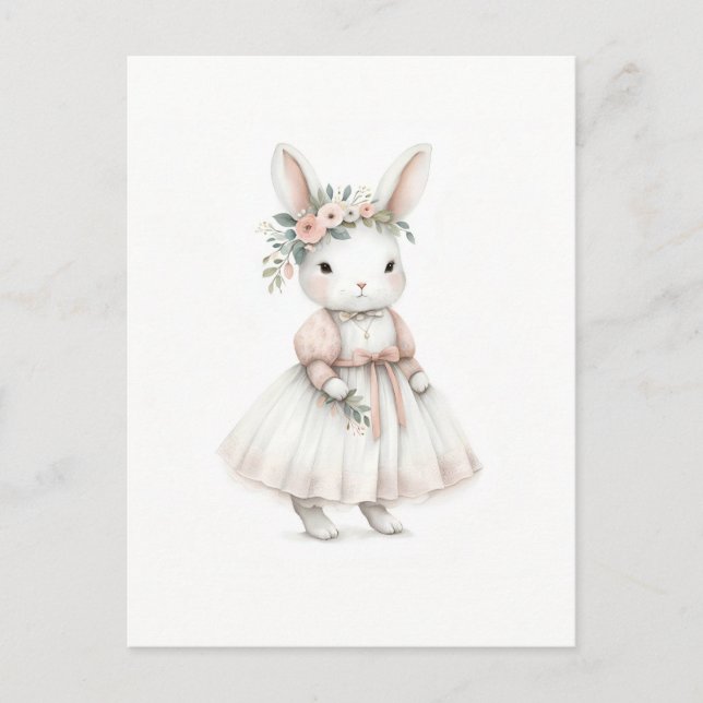 Carte Postale Lapin en robe (Devant)