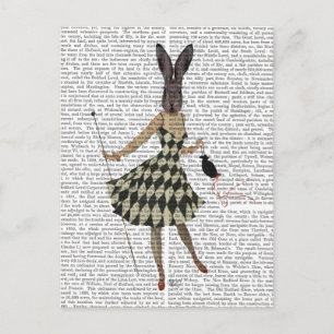 Carte Postale Lapin en robe blanche noire