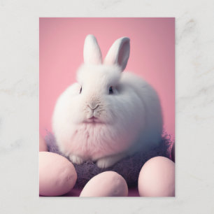 Carte postale lapin et oeufs de Pâques