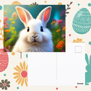 Carte Postale Lapin fantaisiste de printemps Courrier de Pâque