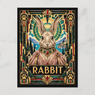 Carte Postale Lapin, faune Art déco