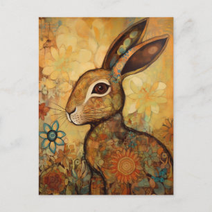 Carte Postale Lapin floral