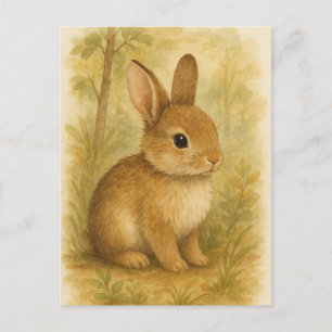 Carte Postale Lapin jeune lièvre bébé lapin Animaux sauvages Car