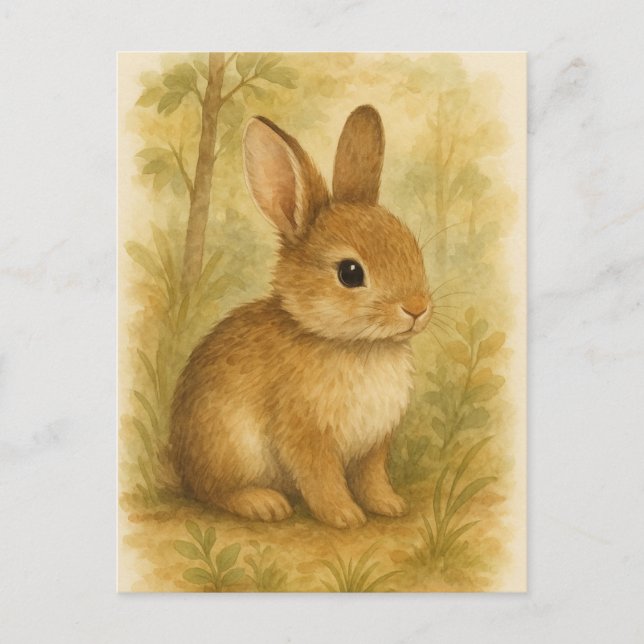 Carte Postale Lapin jeune lièvre bébé lapin Animaux sauvages Car (Devant)