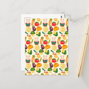 Carte Postale Lapin Lapin Farmer de légumes