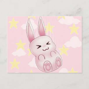 Carte Postale Lapin lapin Kawaii Bunny rose mignon tombant des é
