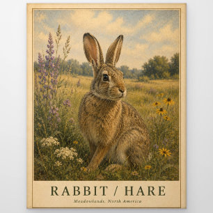 Carte Postale Lapin Lièvre Meadowlands VINTAGE