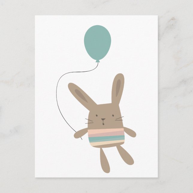 Carte Postale Lapin mignon avec ballon (Devant)