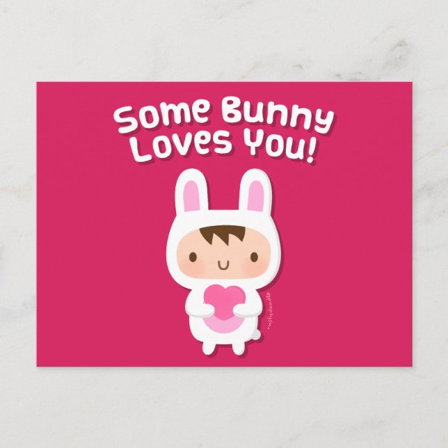 Carte Postale Lapin Mignon T'aime Aveu d'Amour (Devant)