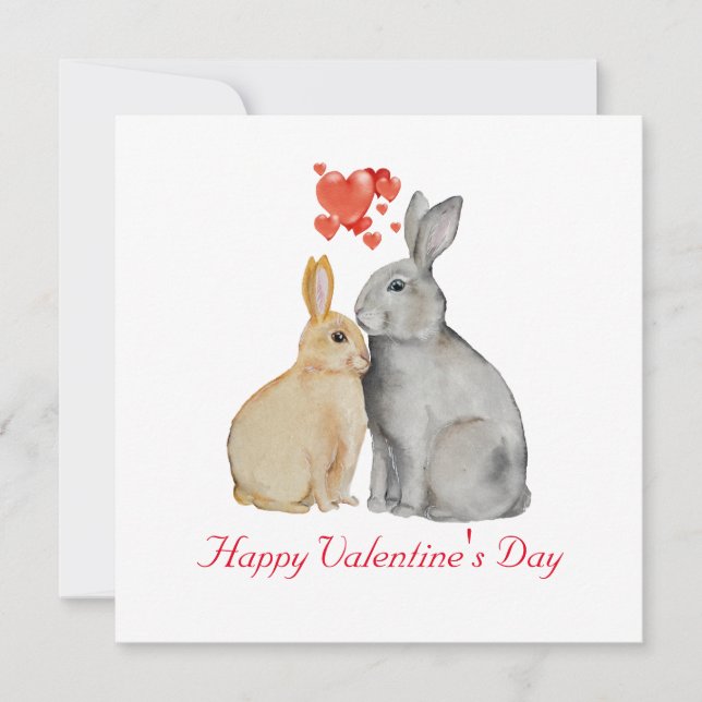 Carte postale lapin mignonne de la Saint-Valentin (Devant)