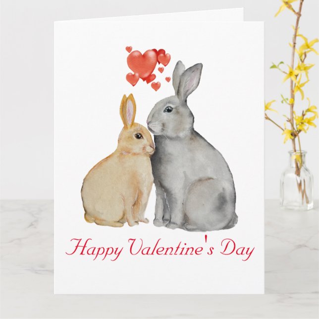 Carte postale lapin mignonne de la Saint-Valentin (Fleur jaune)
