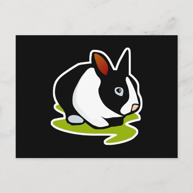 Carte Postale lapin noir et blanc (Devant)
