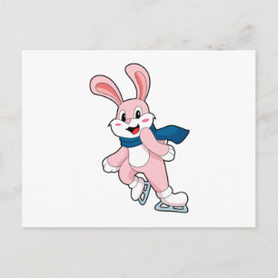 Carte Postale Lapin Patinage sur glace Patins à glace