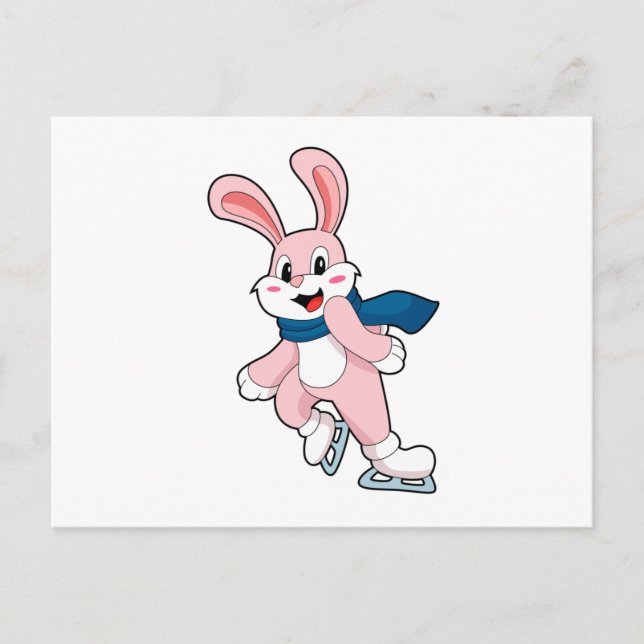 Carte Postale Lapin Patinage sur glace Patins à glace (Devant)