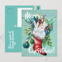 Lapin personnalisé Xmas Stocker bleu mignon Couple