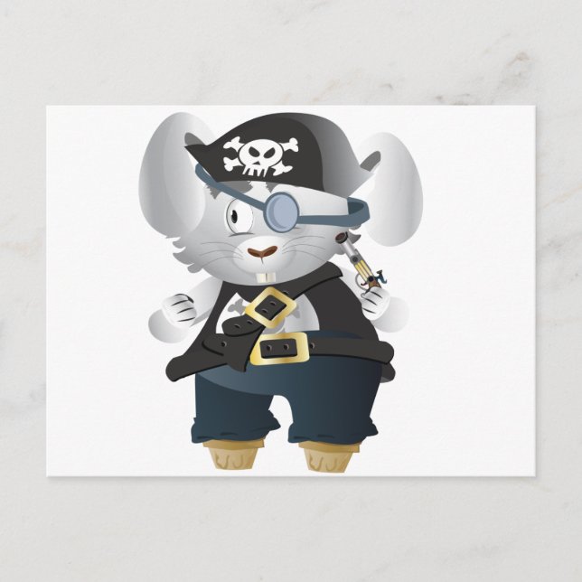 Carte Postale Lapin Pirate (Devant)