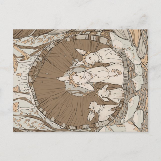 Carte Postale Lapin Retro vintage (Devant)