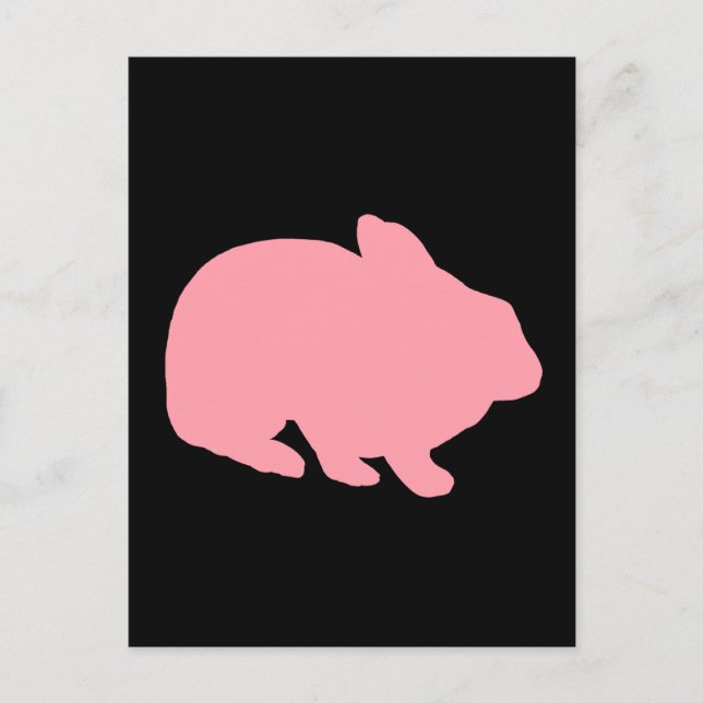 Carte Postale Lapin rose sur noir (Devant)