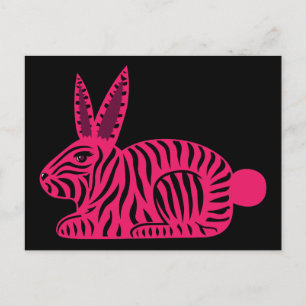 Carte Postale Lapin rose Zebra