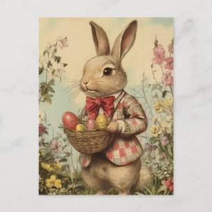 Carte Postale Lapin vintage De Pâques En Veste