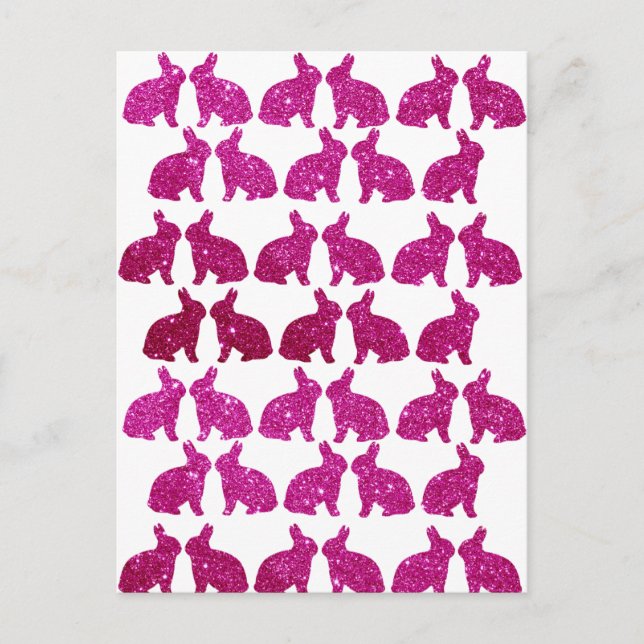 Carte Postale Lapins de Pâques scintillants rose Lapin (Devant)