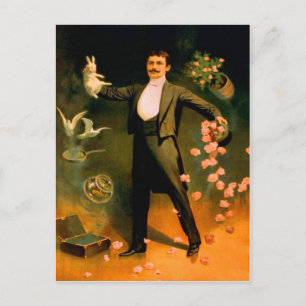 Carte Postale Lapins Magiciens Vintage Roses Colombes Tours de M