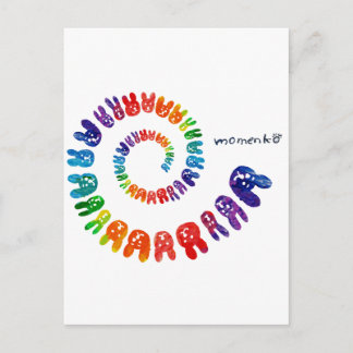 Carte Postale lapins souriants arc-en-ciel en spirale