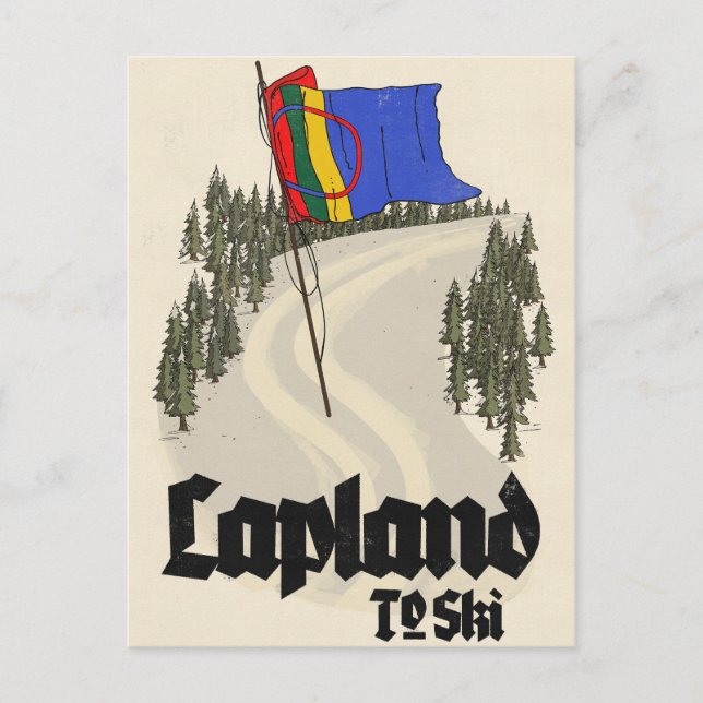 Carte Postale Laponie pour skier (Devant)