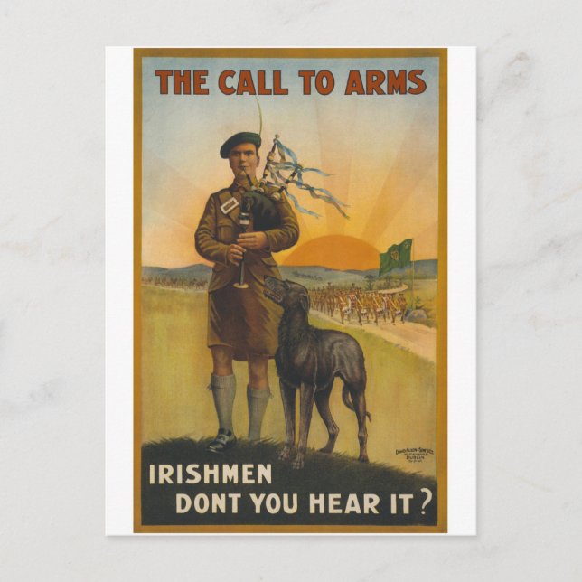 Carte Postale L'appel aux armes, la guerre mondiale irlandaise (Devant)