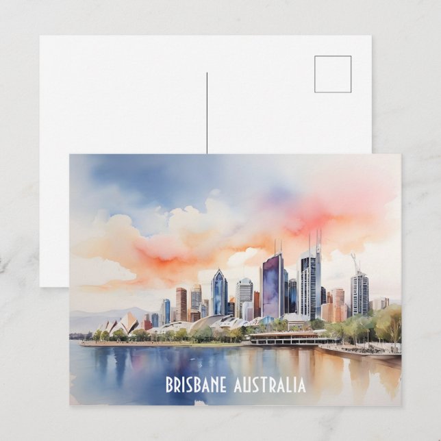 Carte Postale L'aquarelle de Brisbane (Devant / Derrière)