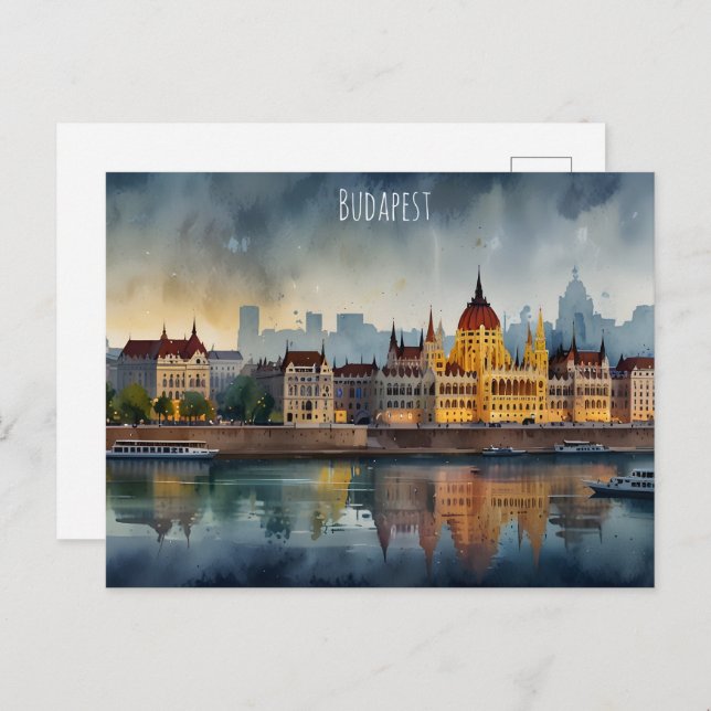 Carte Postale L'aquarelle de Budapest (Devant / Derrière)