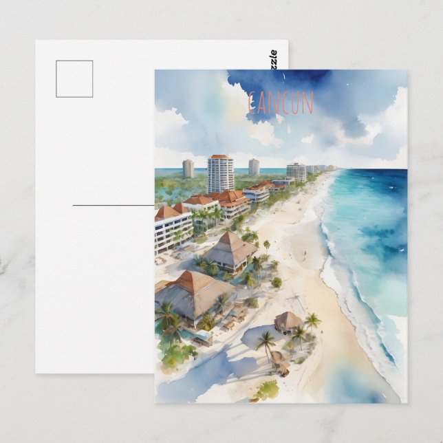 Carte Postale L'aquarelle de Cancun (Devant / Derrière)