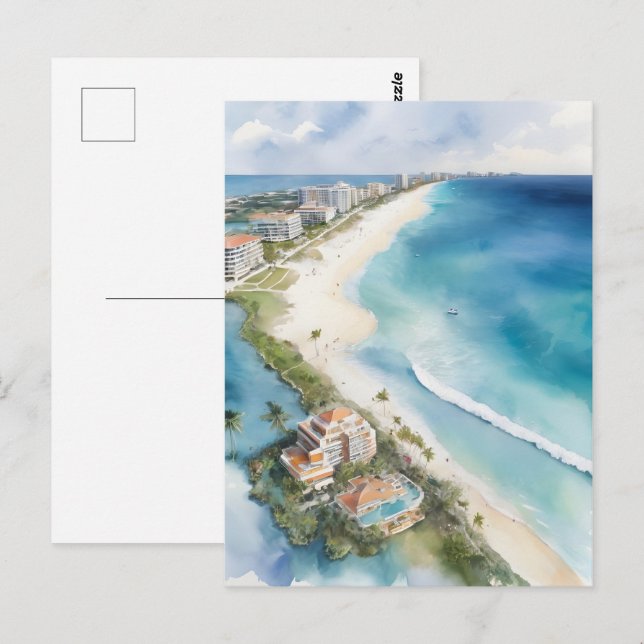 Carte Postale L'aquarelle de Cancun (Devant / Derrière)