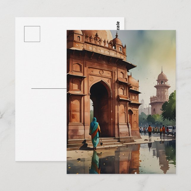 Carte Postale L'aquarelle de Delhi (Devant / Derrière)