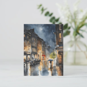 Carte Postale L'aquarelle de la ville pluvieuse